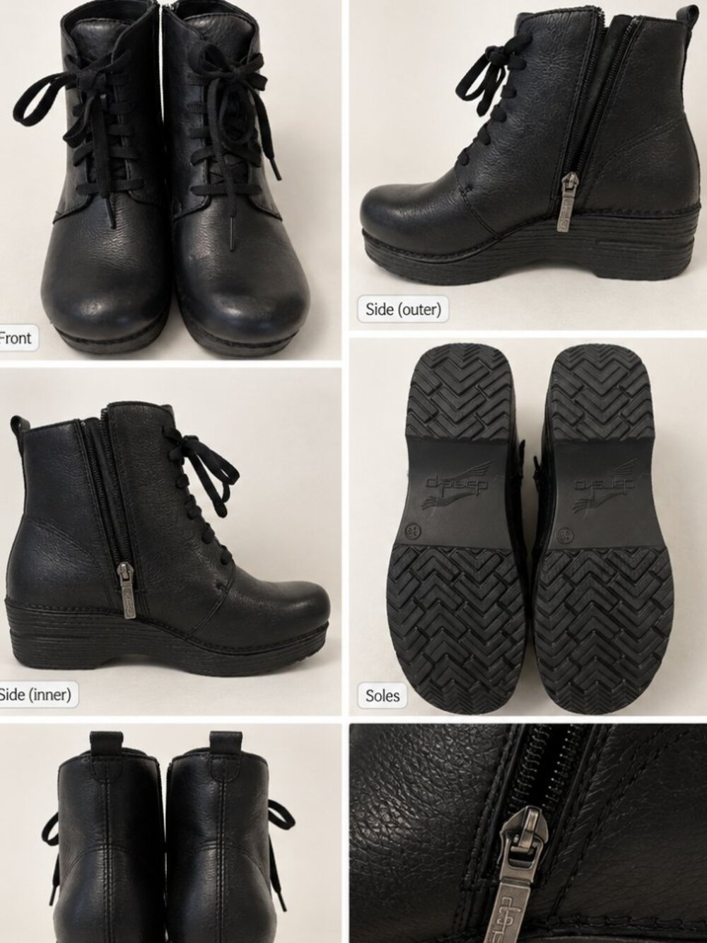 Dansko Black Leather Lace Up Ankle Boots Size 38